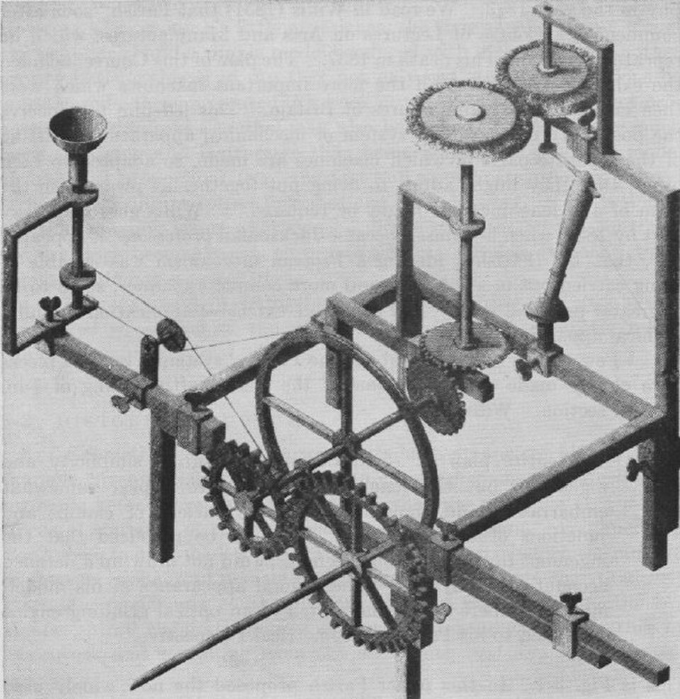 A workshop machine model. A reader recognises the object before they read a caption