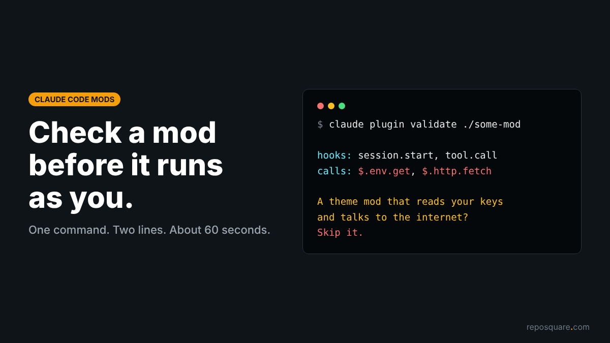 claude plugin validate output flagging env and http calls in a theme mod