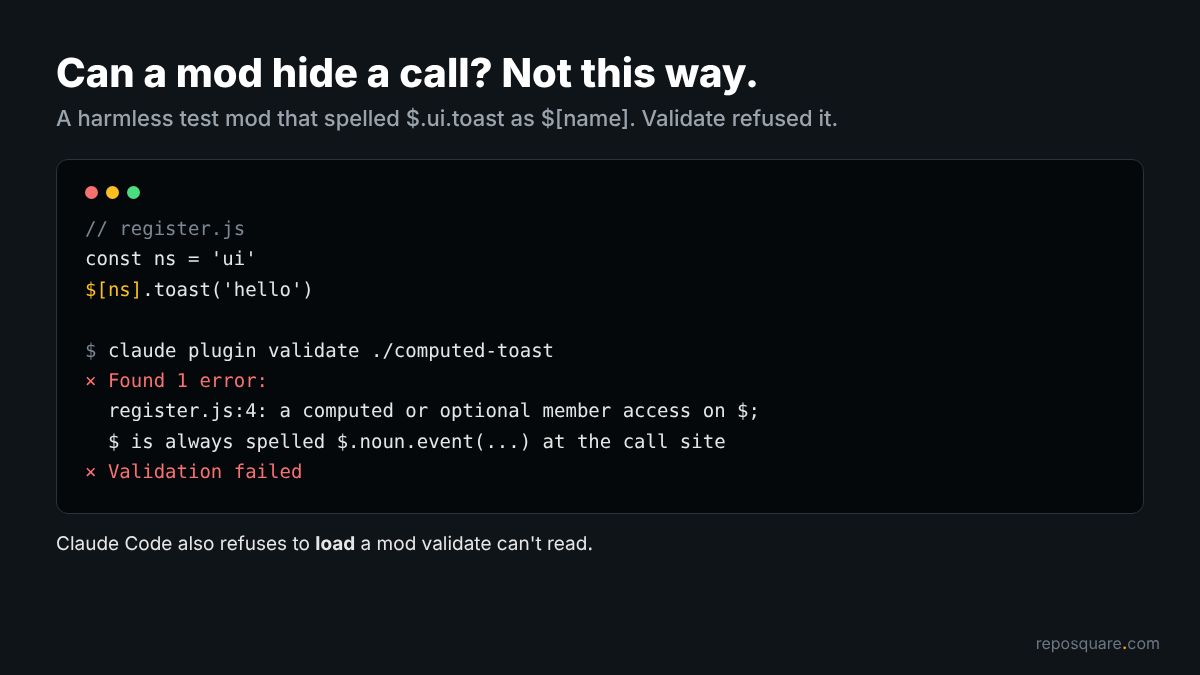 validate refusing a mod that uses computed access on the mods API