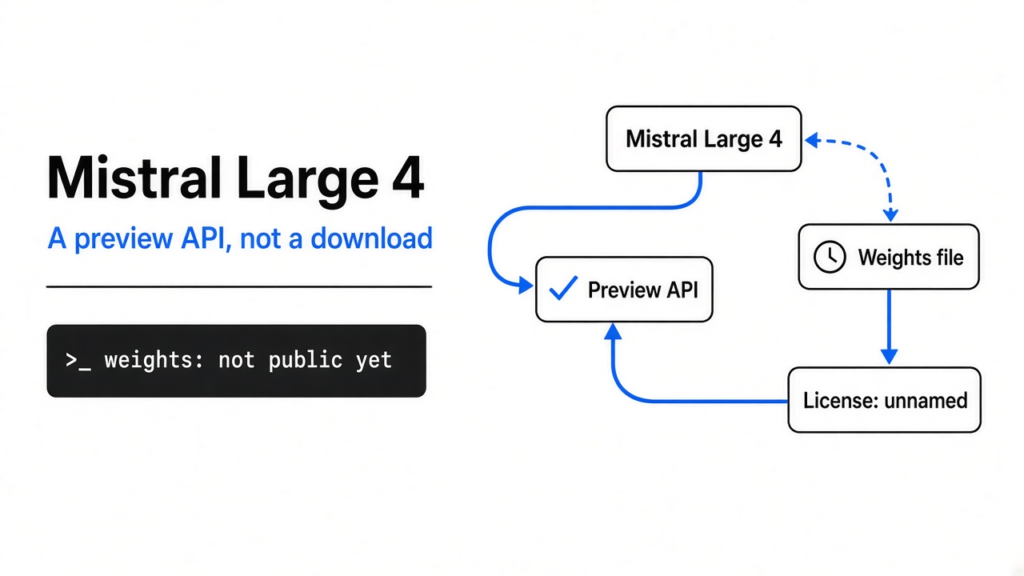 Mistral Large 4 open weights: a preview API today, with the weights file promised for the end of October