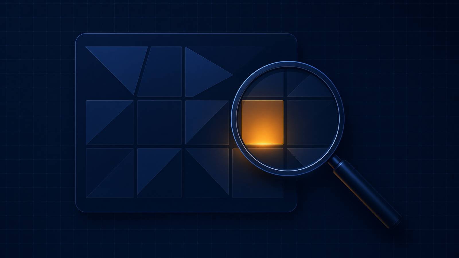 Magnifying glass over one tile of a closed app, the single feature you want to understand