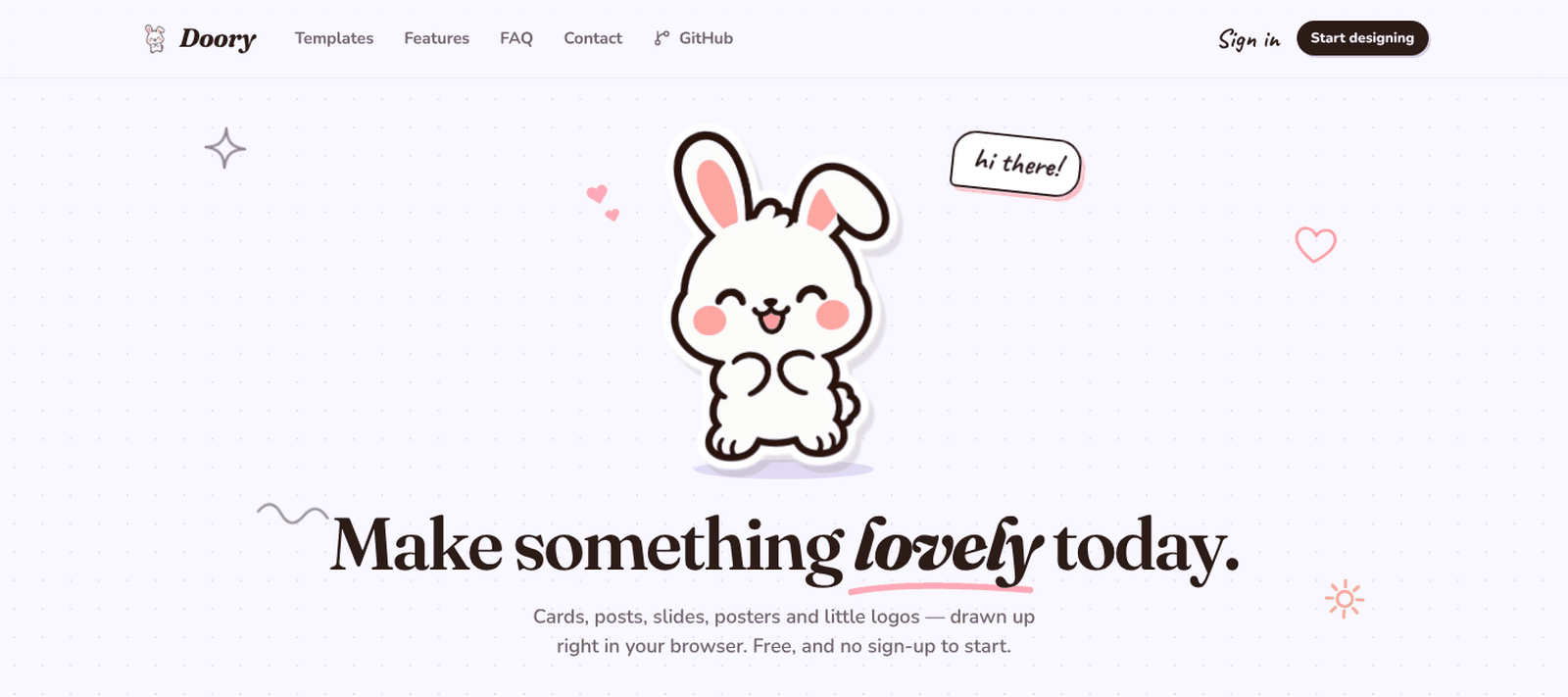 Doory home page on a self hosted install