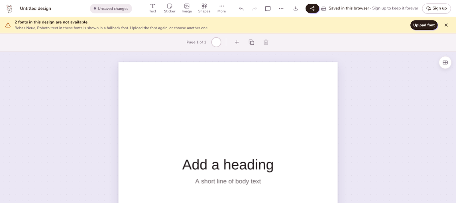 Doory warning that two fonts are not available on a fresh install