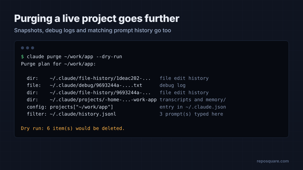 claude purge dry run plan for a live project