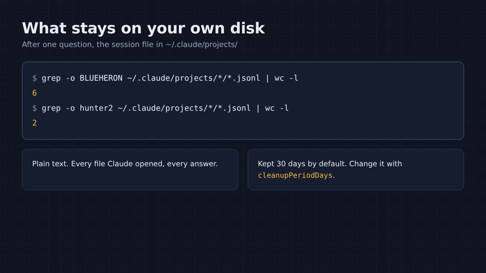 The local transcript held the codename and the password in plain text
