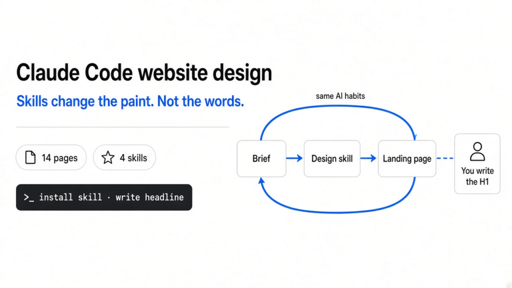 Best Claude Code skill for website design: install a skill, then write the headline yourself