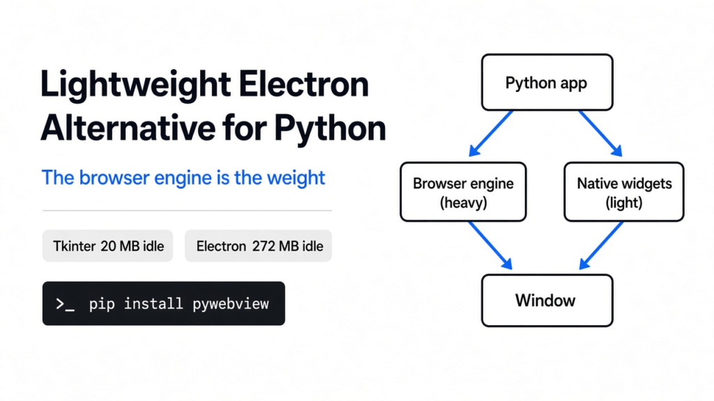 Lightweight Python Electron alternative: a Python app either loads a heavy browser engine or uses light native widgets to draw its window